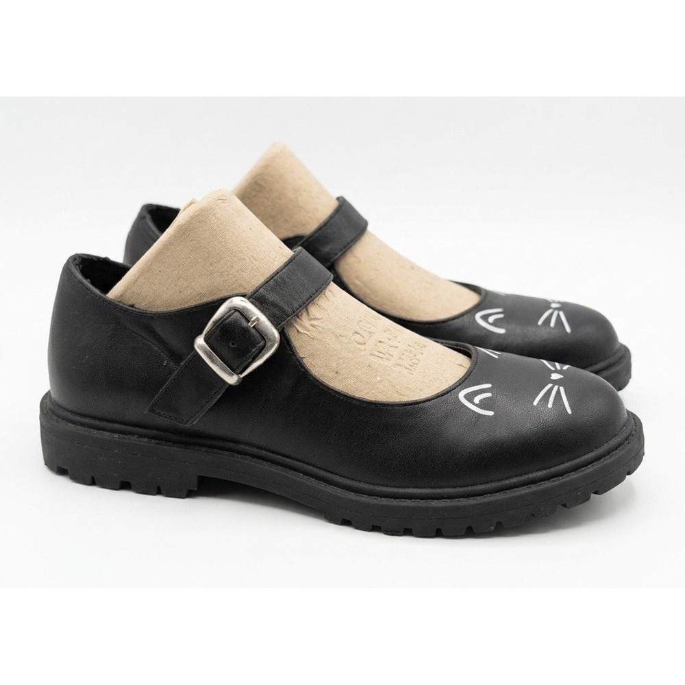 Hot Topic Mary Jane Cat Face Shoes, Black, Silver Buckle, 13220950, Size 9 - Picture 3 of 13